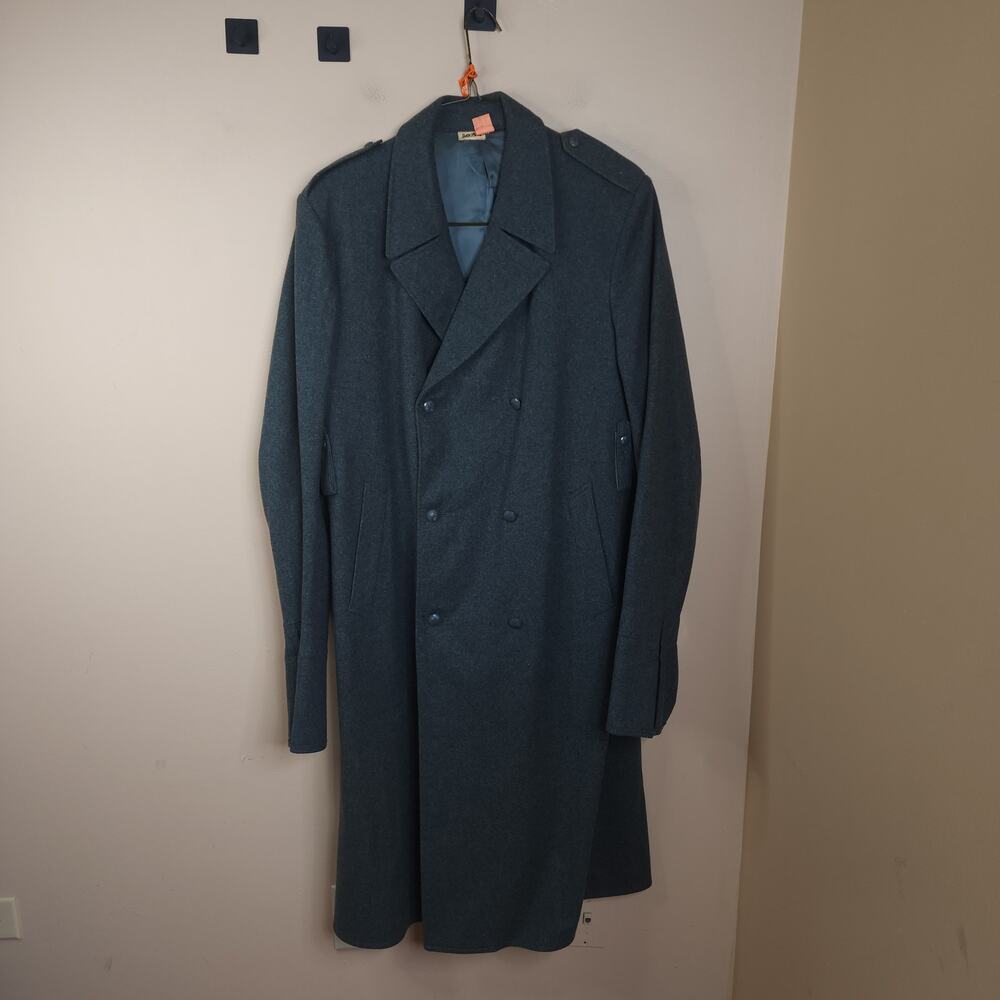 Vintage Military Gray Double Breasted Wool Overcoat Size 50AA